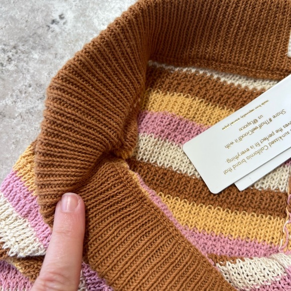 L*Space NWT Turn The Tide Crochet Pants in Cancun Stripe, White, Pink, Brown L - Picture 9 of 13